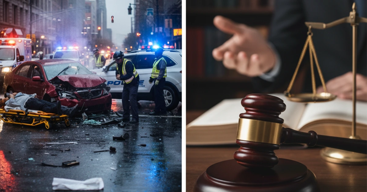 Accident scene and legal process, representing personal injury claim.