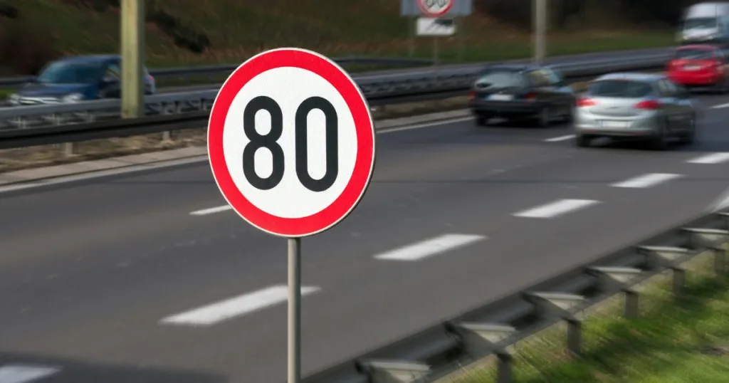 Speed limit sign on highway