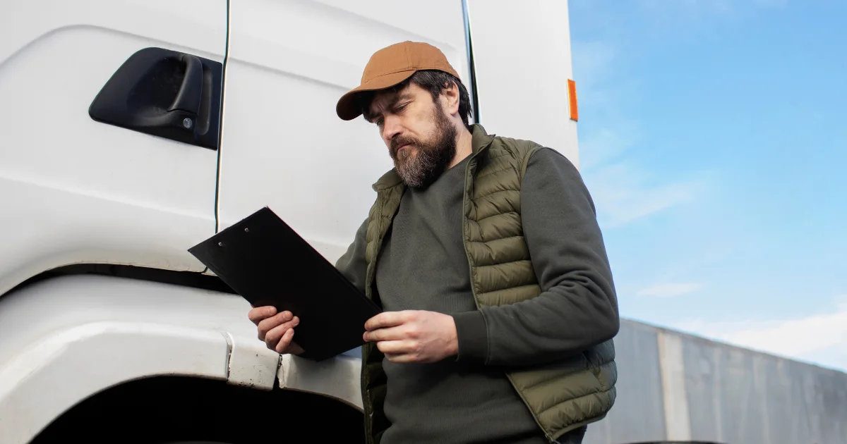 Driver reviewing deduction forms
